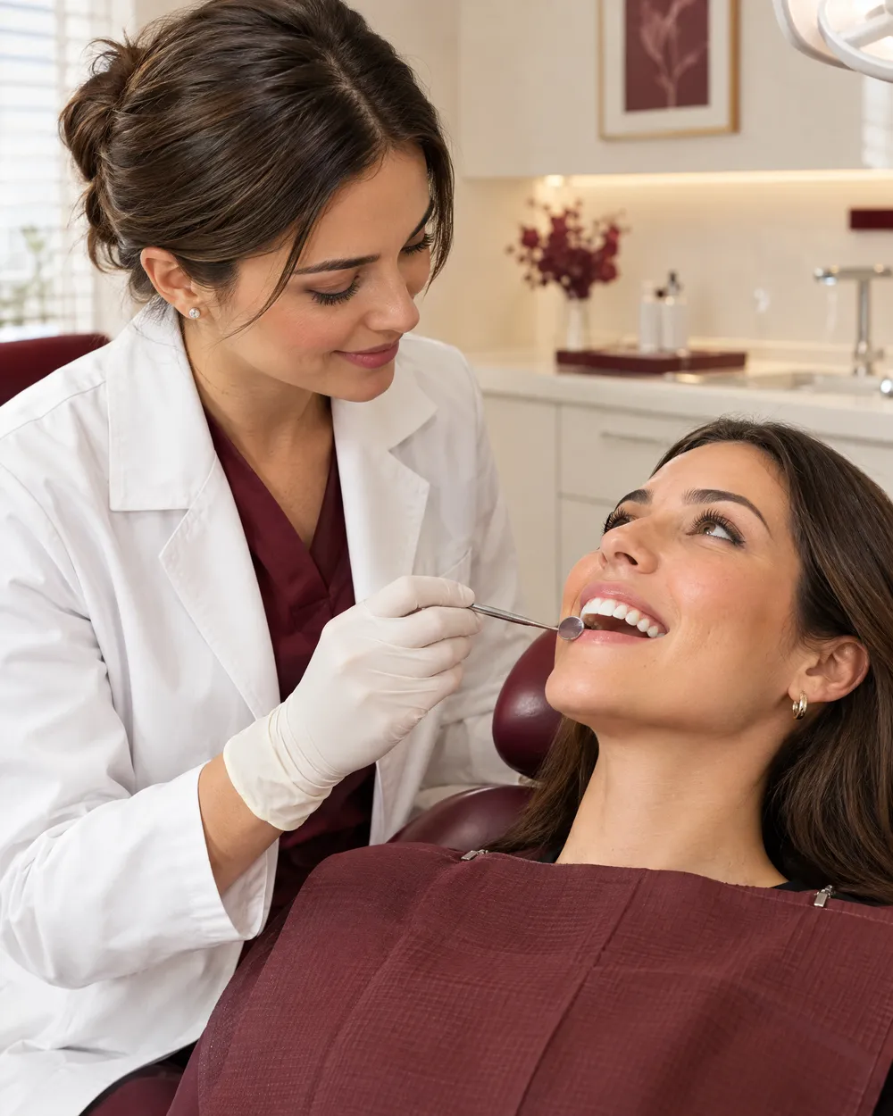 Close suave de um sorriso harmonioso, com dentes e gengiva em proporção equilibrada