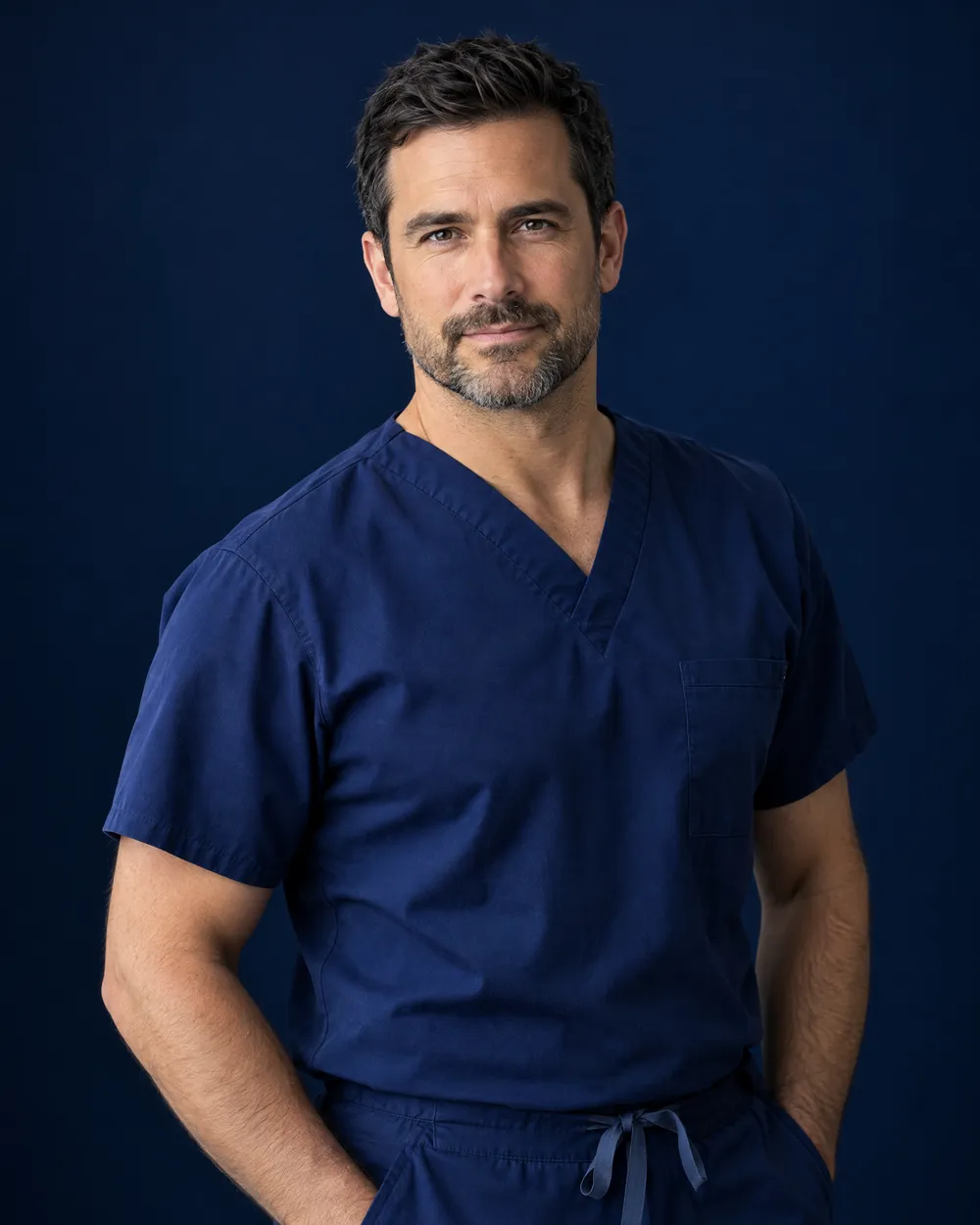 Retrato do Dr. André Siqueira, cirurgião bucomaxilofacial, de jaleco